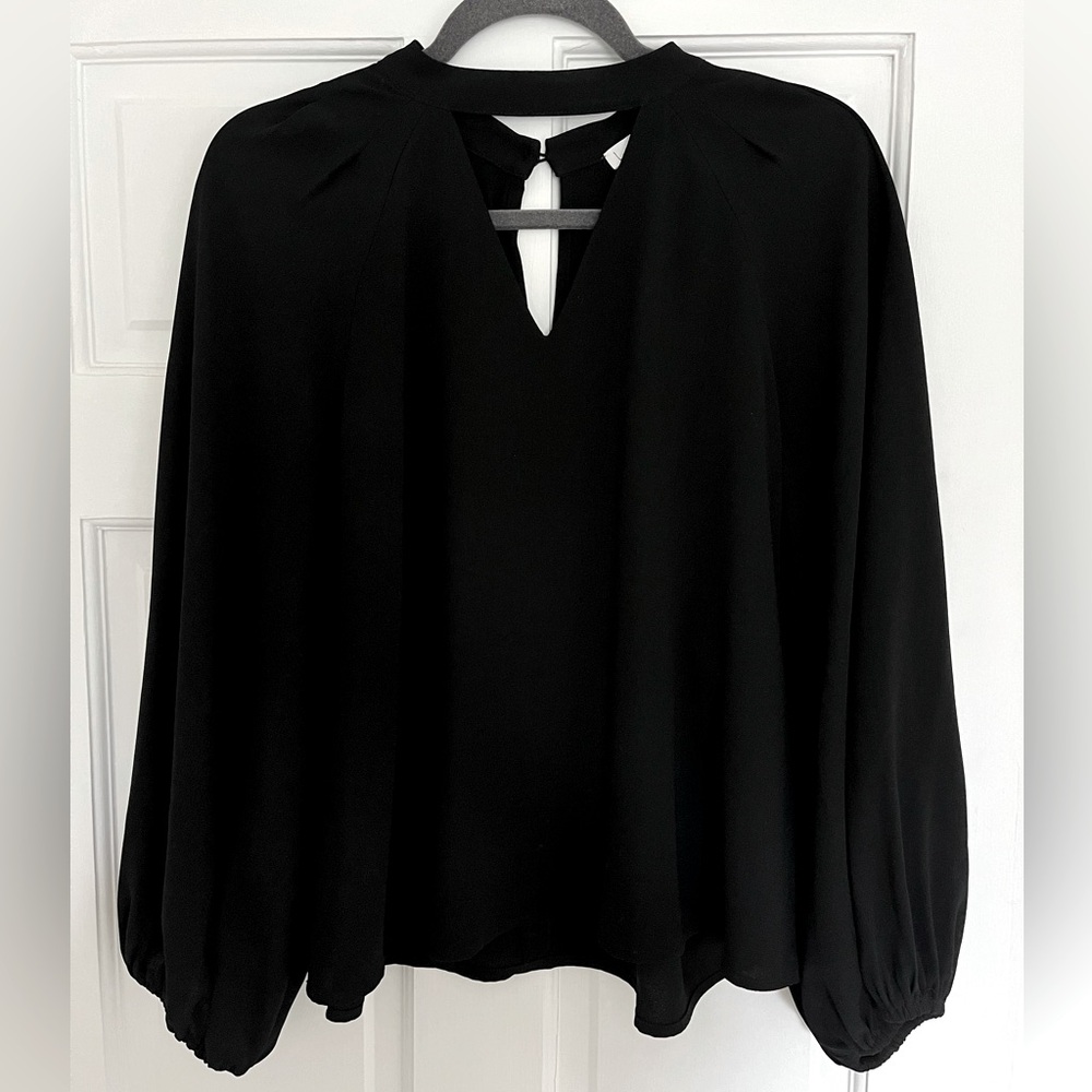 Leith Choker V Neck Balloon Sleeve Blouse